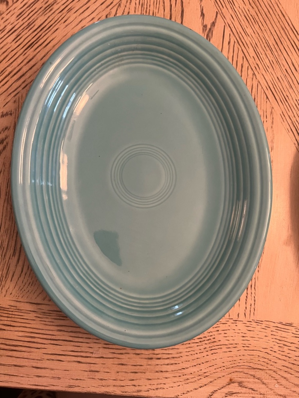 Vintage Homer Laughlin Fiesta Turquoise oval serving platter Approx 8 1/2” x 10"